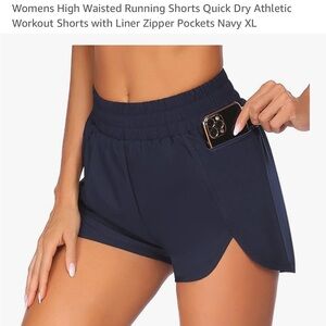 Navy Athletic Shorts with Elastic Waistband